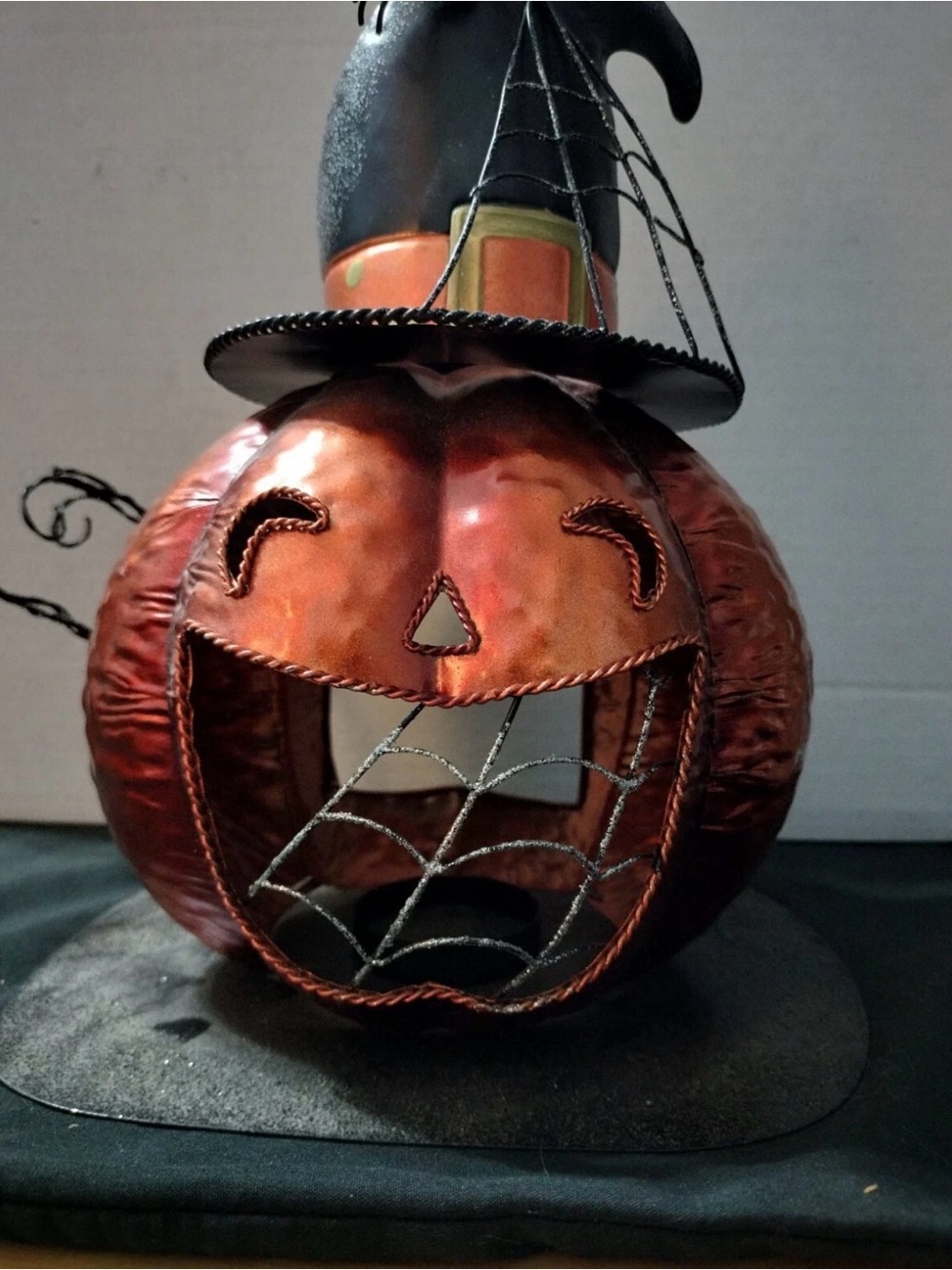 Metal Copper Halloween Jack O Lantern Tea Light